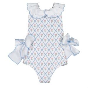 Sal & Pimenta Blue Meadow Flowers Trellis Swimsuit